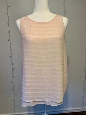 Vince Camuto Blush Textured Sleeveless Blouse Open Back Top Size Small